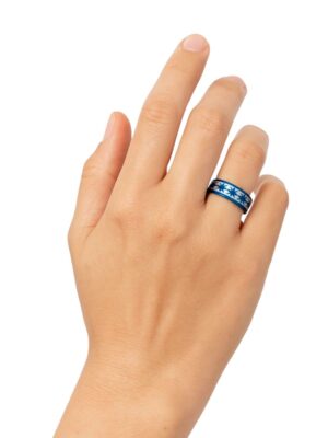 anillo de acero azul protección energética