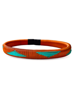 pulsera de cobre con propiedades y tejido en werregue turquesa artesanal