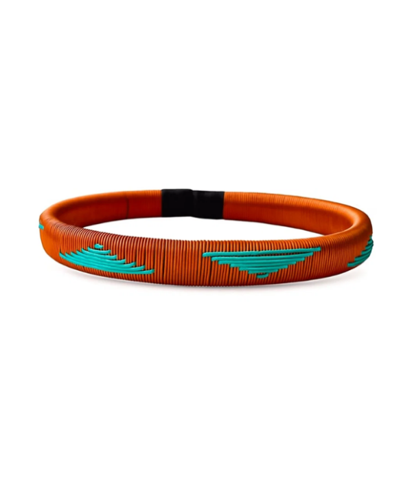 pulsera de cobre con propiedades y tejido en werregue turquesa artesanal