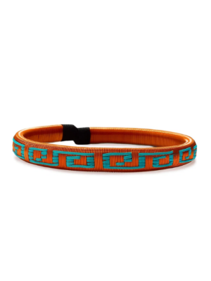 pulsera de cobre para el dolor con diseño laberinto en werregue turquesa artesanal